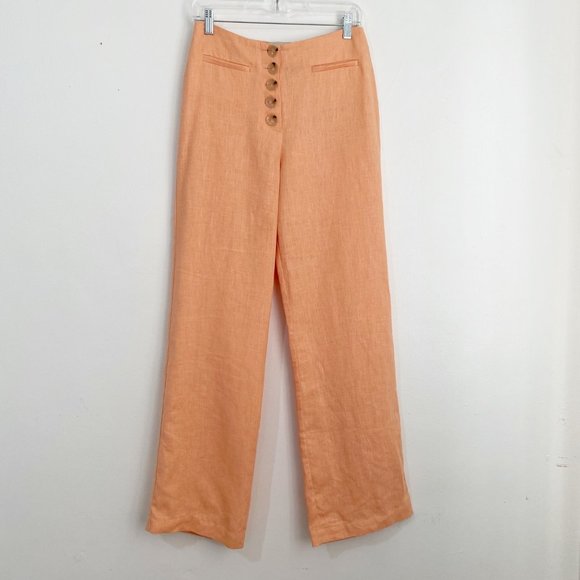 Paloma Wool Pants - PALOMA + WOOL Adeline Peach Linen Wide Leg Pants Size 38